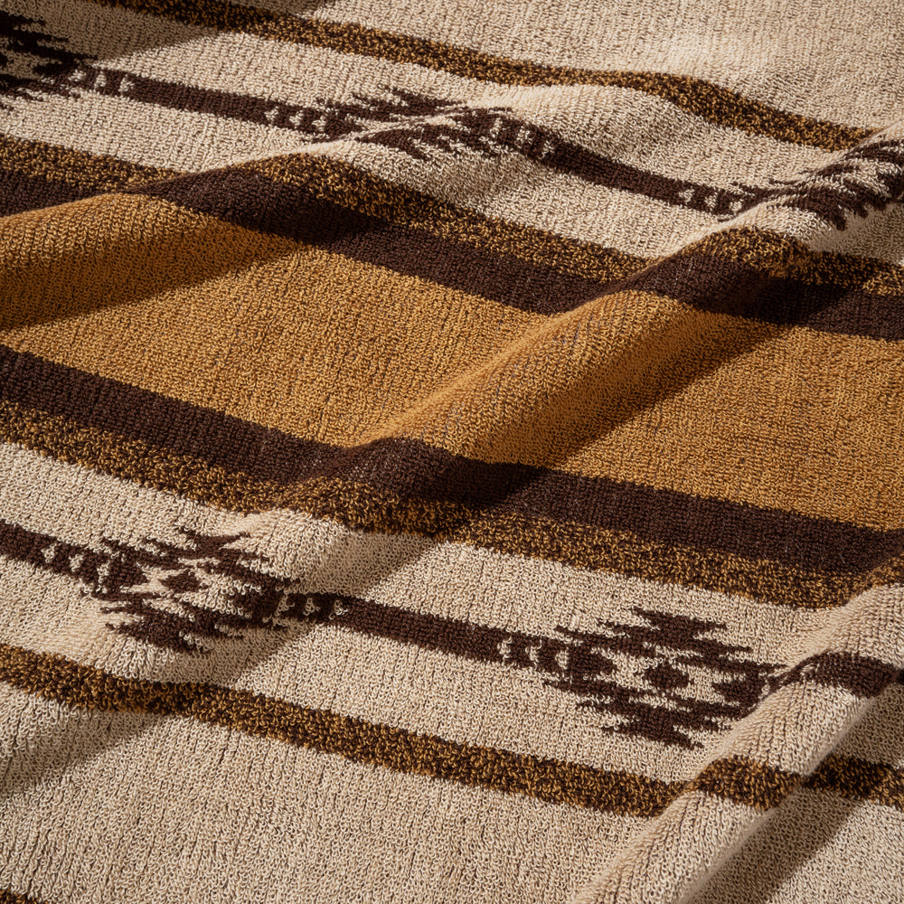 Cotton Pile Blanket / Native Border BROWN（M） – BasShu Online Store