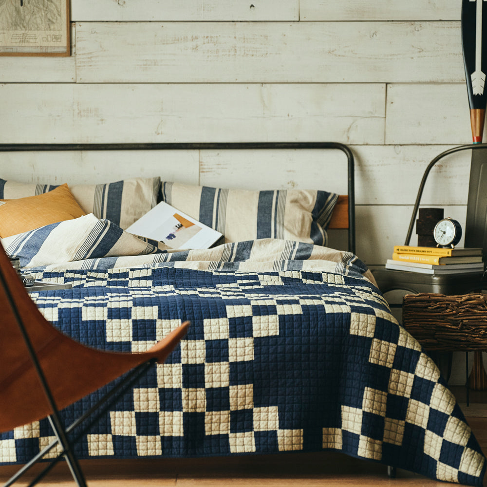 Patchwork Quilt Cover / NAVY – BasShu Online Store