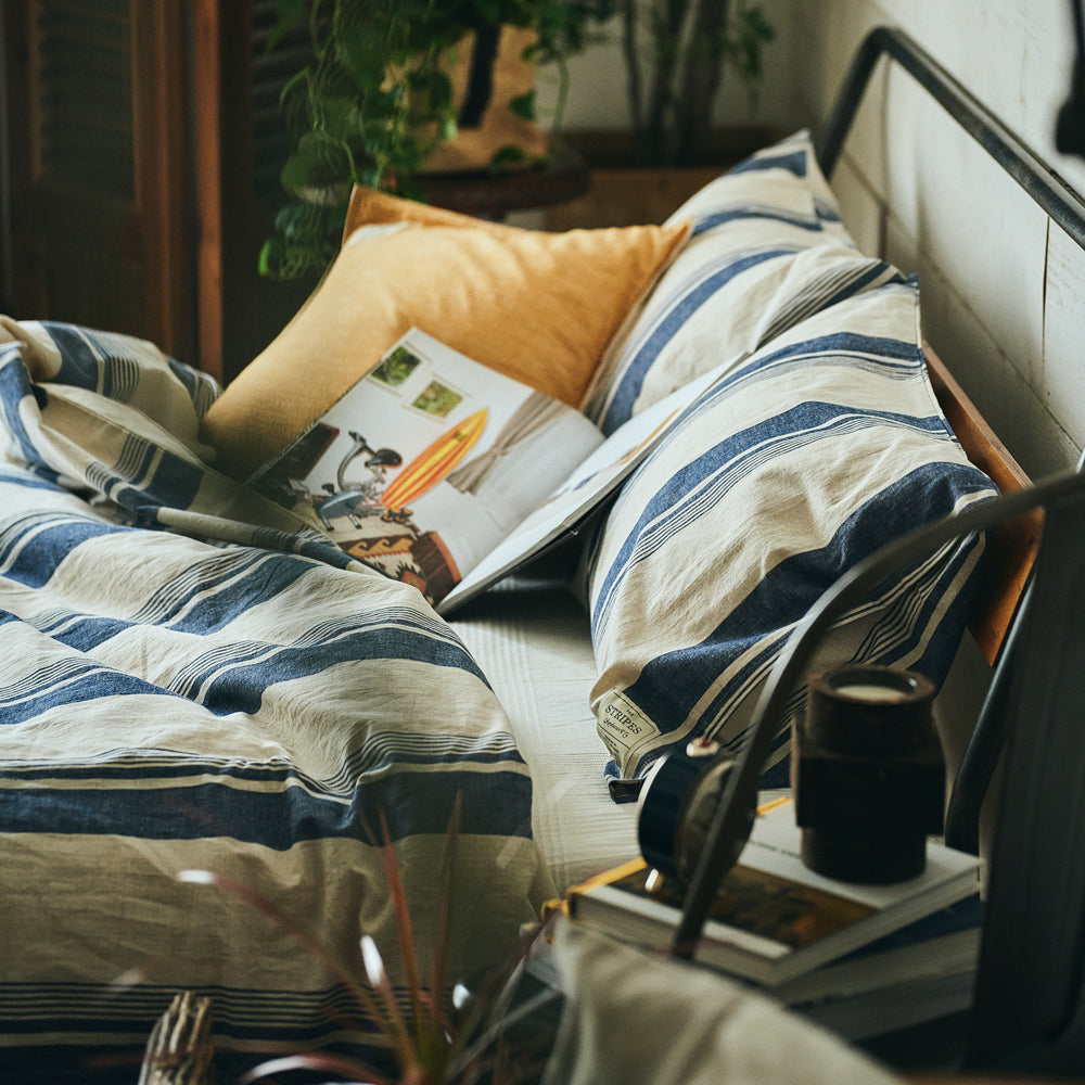 大人気新作 STRIPES WEB限定】THE Pillow Store Online BasShu – BLUE / Case シーツ・カバー